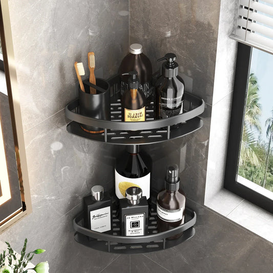 No-Drill Wall-Mounted Bathroom Shelf – Corner Shower Organizer for Shampoo, Toiletries, and Bathroom Essentials