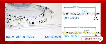 5M Flexible 2835 LED Strip Light, 240 LEDs/m, DC12V/24V – High Brightness, Cuttable Tape Light in Red, Green, Blue
