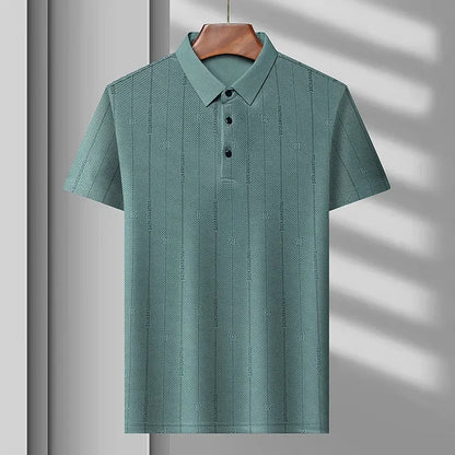 Men’s Breathable Ice Silk Polo Shirt – Seamless Short Sleeve Business Casual Summer Top