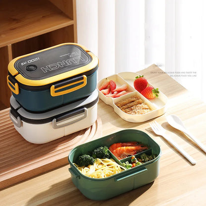 1300ML 4-Compartment Bento Lunch Box with Cutlery – Microwave & Dishwasher Safe, Leakproof Food Container for School, Work & Adults