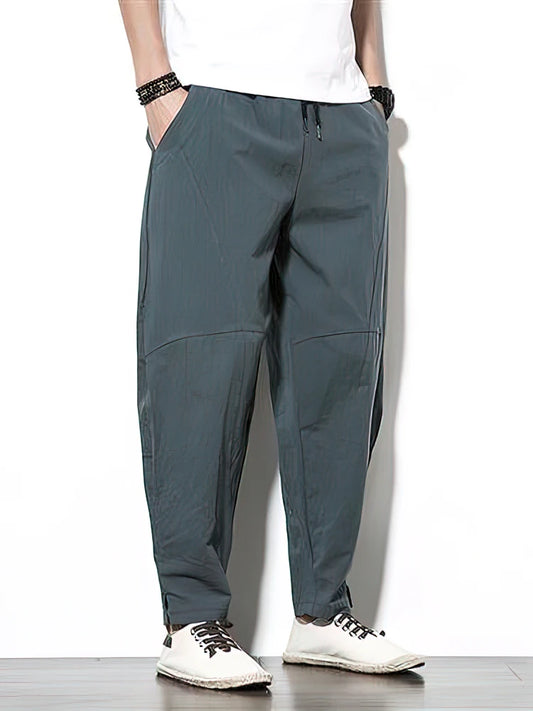 2025 Men's Baggy Cotton Linen Pants – Loose Wide-Leg Casual Trousers, Chinese-Style Summer Joggers, Breathable Walking Sweatpants &nbsp;