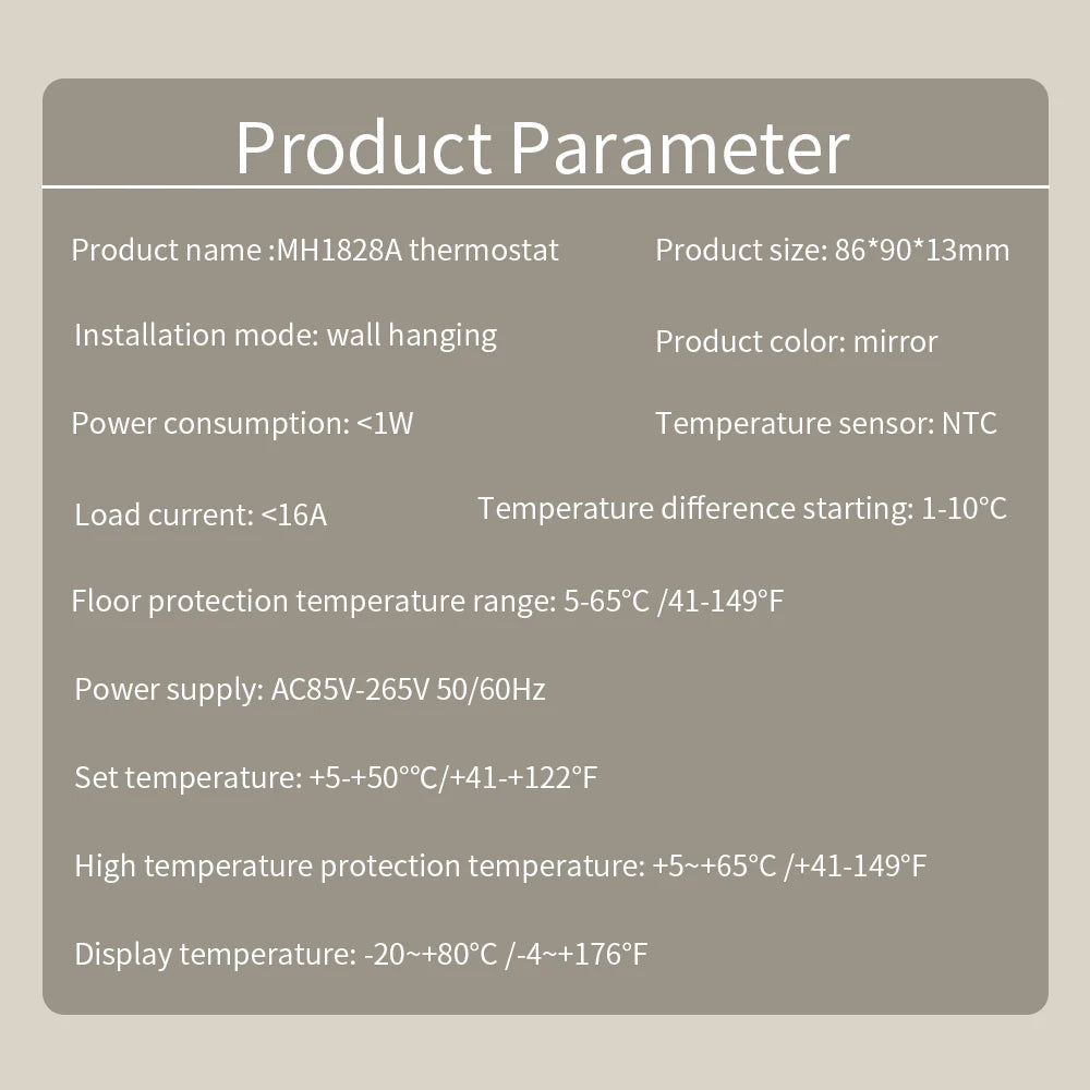 Smart LCD Touchscreen Thermostat 16A Temperature Controller for Electric Floor Heating Systems