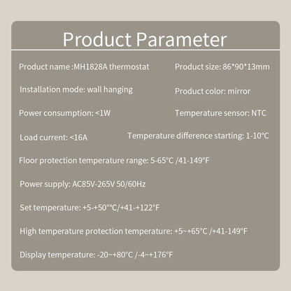 Smart LCD Touchscreen Thermostat 16A Temperature Controller for Electric Floor Heating Systems