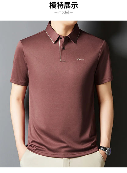 Men’s Premium Seamless Polo – Luxury Cool Fabric, Slim Fit, Anti-Wrinkle, Business‑Casual Golf Tee