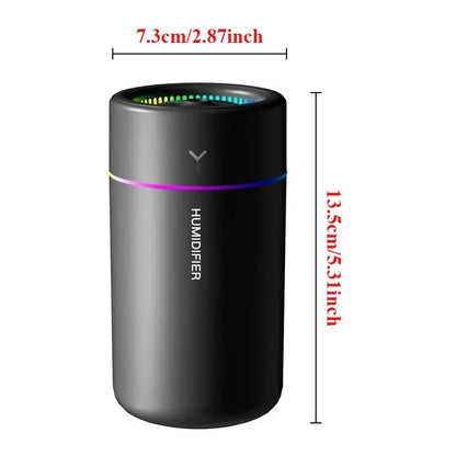 280ML Car Air Humidifier with Colorful LED Light – Quiet Aromatherapy Diffuser for Essential Oils, Ideal for Home, Bedroom &amp; Travel