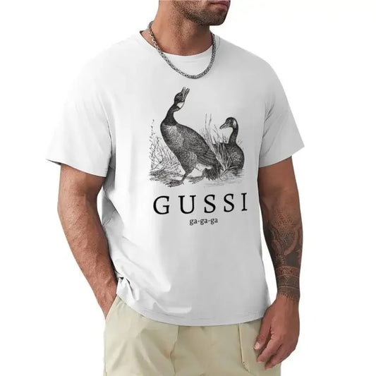 Men’s Cotton T-Shirt with “G U S S I (Geese)” Funny Slogan – Cute Summer Tee for Men