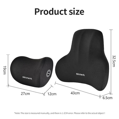 Universal Memory Foam Neck & Lumbar Support Cushion – Ergonomic Car Seat Pillow for Comfort & Posture