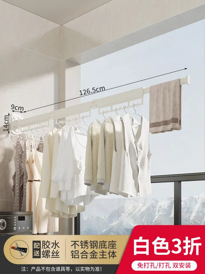 Wall-Mounted Folding Drying Rack – Retractable, No-Drill Indoor Clothes Hanger for Balcony or Laundry Room