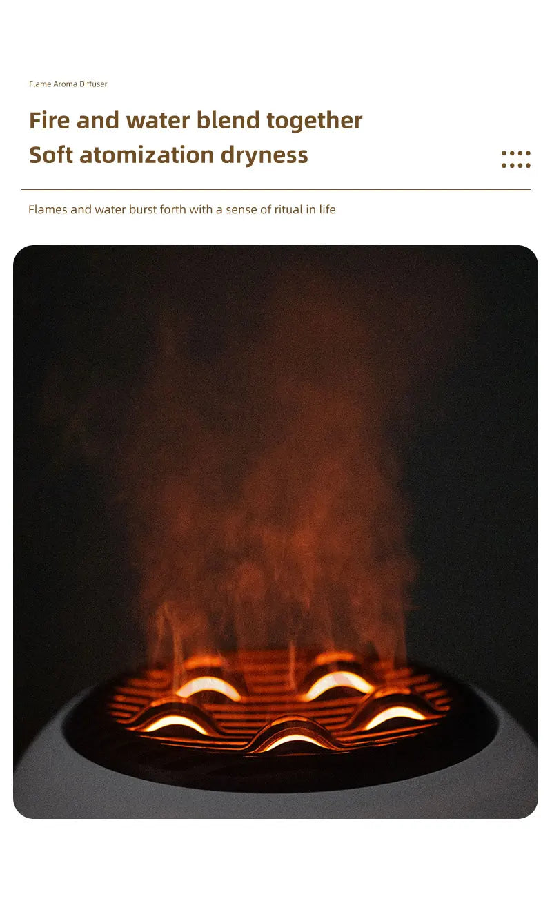 350ML Flame-Effect Jellyfish Aroma Diffuser – Dynamic Essential Oil Air Humidifier with Gradient LED Night Light for Desktop Use