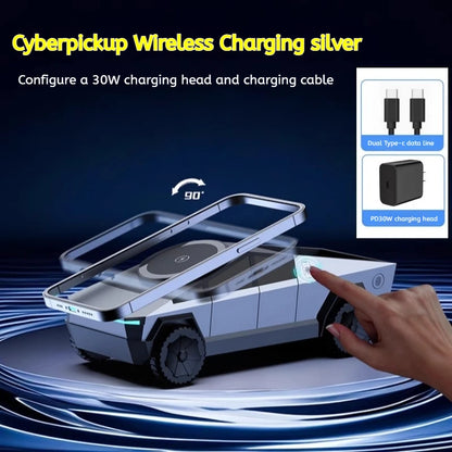 Cybertruck-Inspired 3-in-1 Qi2 Wireless Charging Station for iPhone, Apple Watch & AirPods