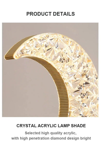 Rechargeable Crystal Touch Dimmable Night Lamp for Bedroom, Girls’ Room, USB LED Ambient Table Light with 3D Moon Design