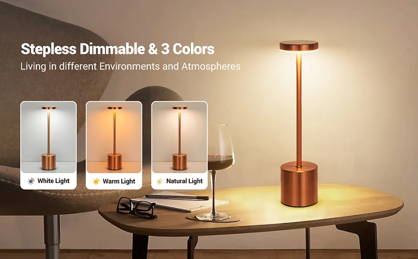 Touch Sensor LED Table Lamp – Rechargeable Wireless Night Light for Bedroom, Desk, Hotel, or Restaurant Decor