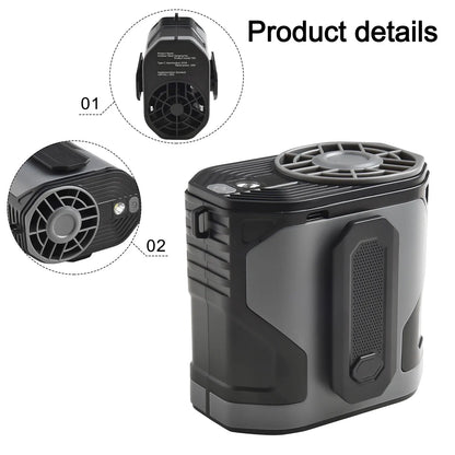 Portable Waist Clip Fan with Adjustable Speeds & LED Light – Hands-Free Cooling for Outdoor Activities