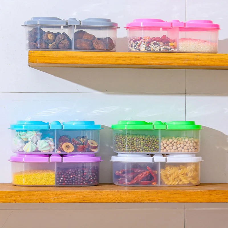 Stackable Dual-Section Food Container – 800ml BPA-Free Airtight Storage Jar for Snacks, Grains &amp; Pantry Organization