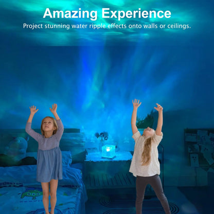 LED Ripple Galaxy Projector Night Light – USB Mood Lamp with Remote Control for Home or Room Decor