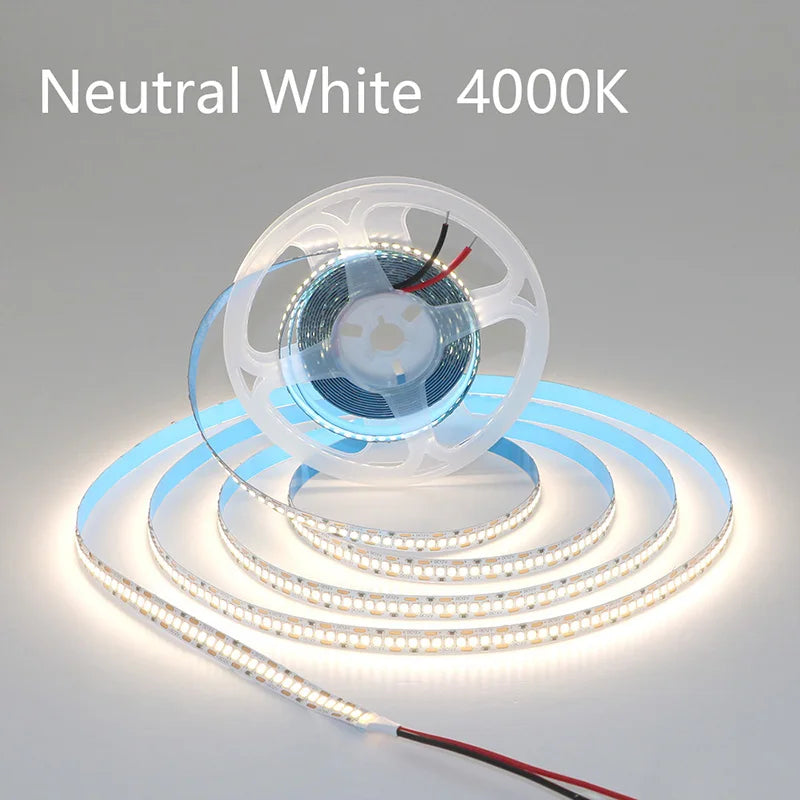5M Flexible 2835 LED Strip Light, 240 LEDs/m, DC12V/24V – High Brightness, Cuttable Tape Light in Red, Green, Blue