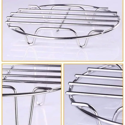Stainless Steel Air Fryer Accessories – Steam &amp; Pot Rack, Corrosion-Resistant, Safe Kitchen Tool