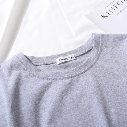 Women’s Summer Casual Cotton Short Sleeve Crop Top – Solid Color O-Neck Loose Fit T-ShirtT