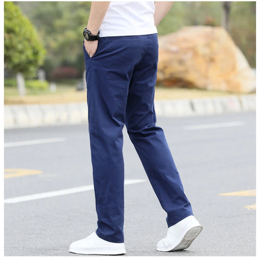 Men's Premium Cotton Chino Pants – Breathable Straight-Leg Casual Trousers (Waist Sizes 28 to 40)