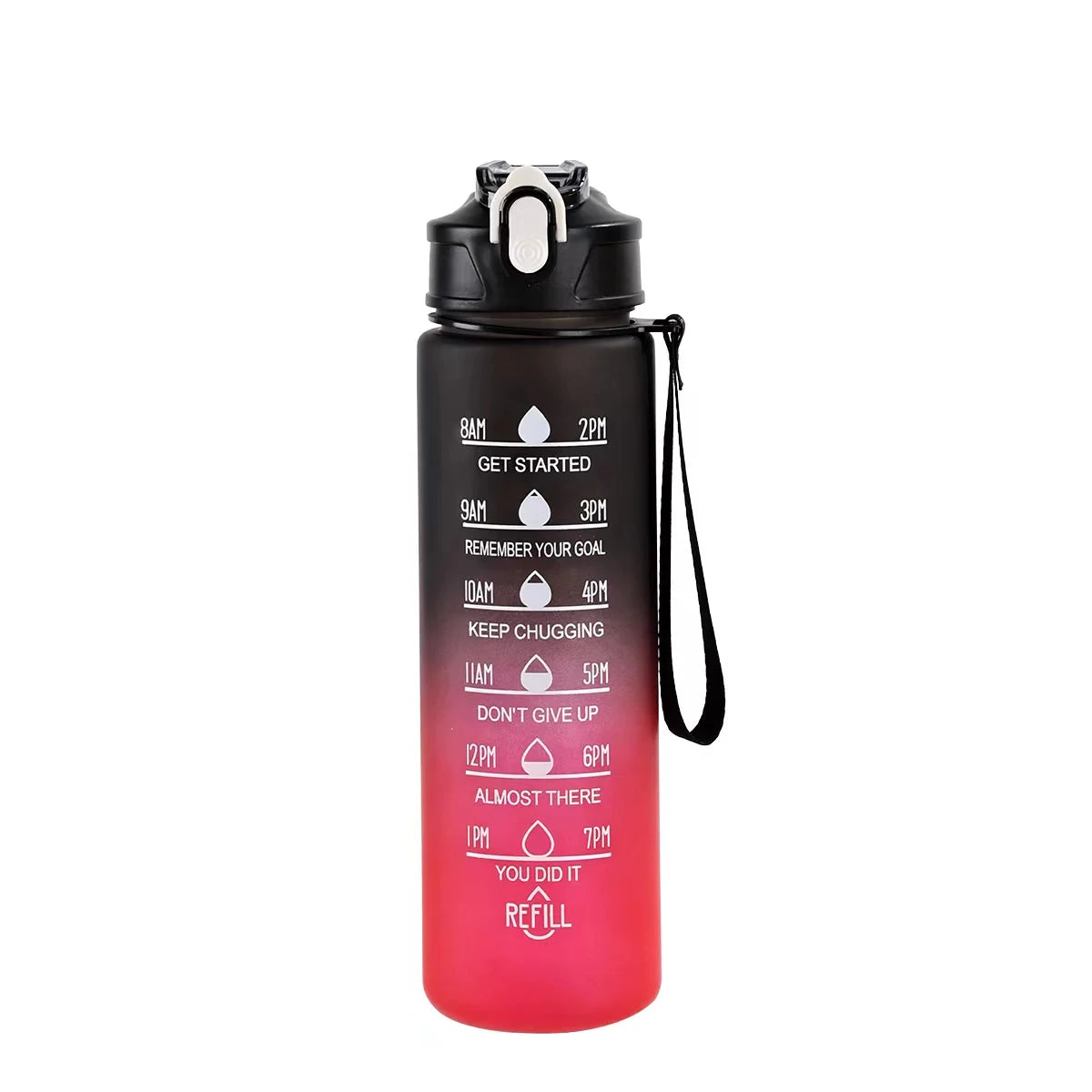Time-Marked Sports Water Bottle with Straw and Leak-Proof Flip Lock – Portable Hydration Bottle for Outdoor Activities