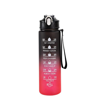 Time-Marked Sports Water Bottle with Straw and Leak-Proof Flip Lock – Portable Hydration Bottle for Outdoor Activities