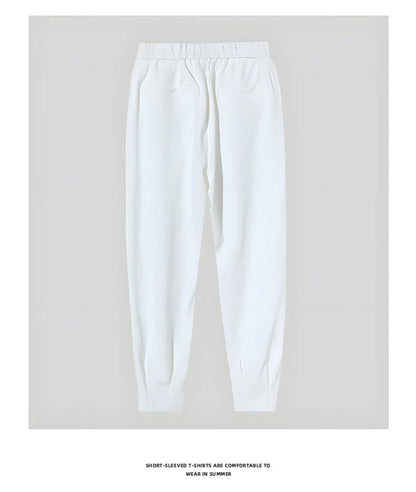 Men’s Spring & Summer Casual Solid Color Ice Silk Trousers — Korean Style Slim Ankle Pants with Zipper Detail, Smooth & Lightweight for a Handsome Look