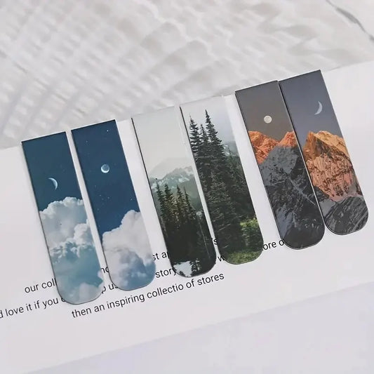 2pcs Magnetic Forest-Themed Bookmarks – Landscape Design for Book Lovers & Readers
