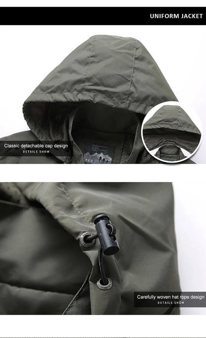 Men's Waterproof Hooded Windbreaker – Casual Outdoor Jacket for Hiking, Camping, and Fishing