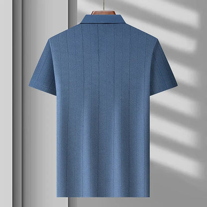 Men’s Breathable Ice Silk Polo Shirt – Seamless Short Sleeve Business Casual Summer Top