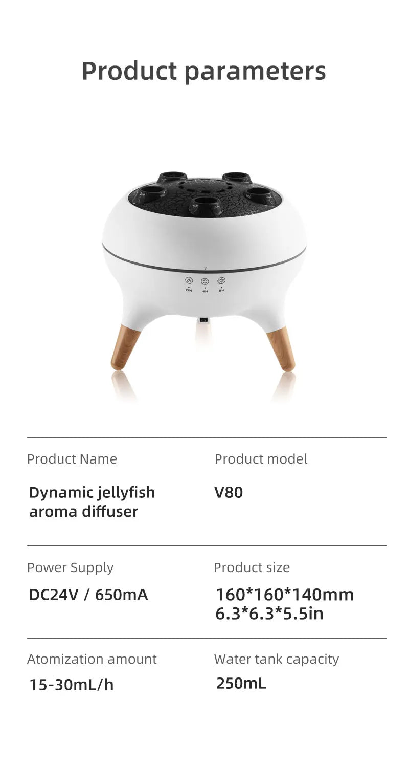 Creative Jellyfish-Shaped Ultrasonic Aroma Humidifier with Remote Control – Essential Oil Diffuser & Mist Maker