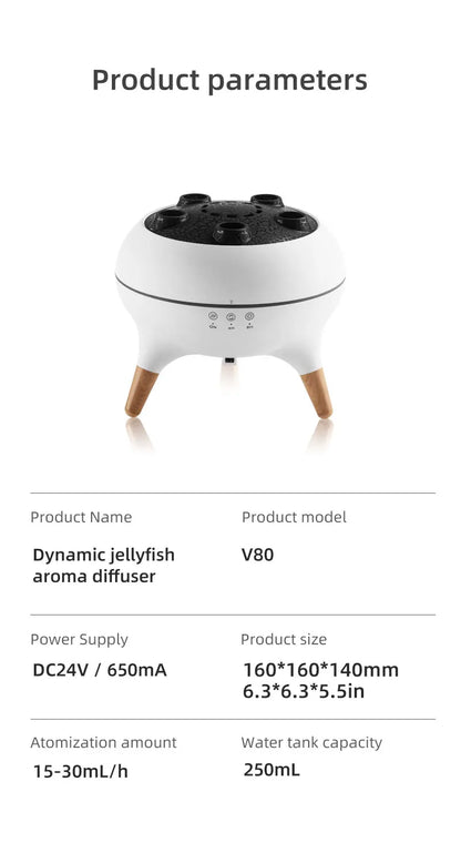 Creative Jellyfish-Shaped Ultrasonic Aroma Humidifier with Remote Control – Essential Oil Diffuser & Mist Maker