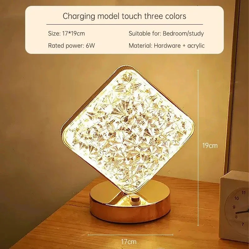 Crystal 3D Moon Night Light – Touch Dimmable USB LED Table Lamp for Bedroom &amp; Home Decor, Aesthetic Bedside Light for Girls' Room &nbsp;