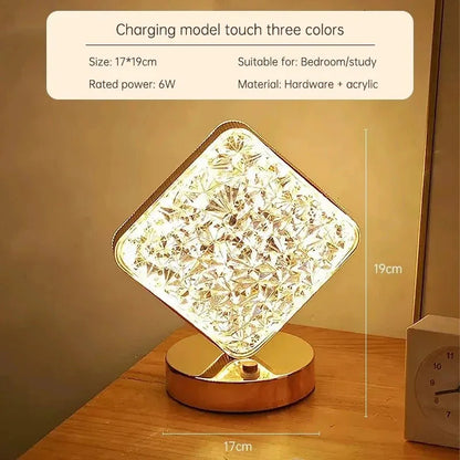 Crystal 3D Moon Night Light – Touch Dimmable USB LED Table Lamp for Bedroom &amp; Home Decor, Aesthetic Bedside Light for Girls' Room &nbsp;