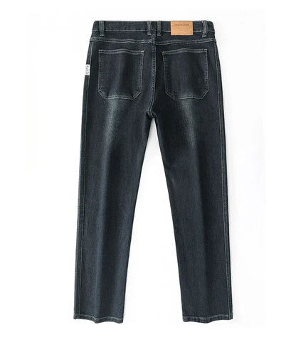 2025 Spring Men's High-Waist Spliced Washed Denim Jeans – Loose Straight Fit Stretch Cotton Blend Casual Brand Trousers &nbsp;