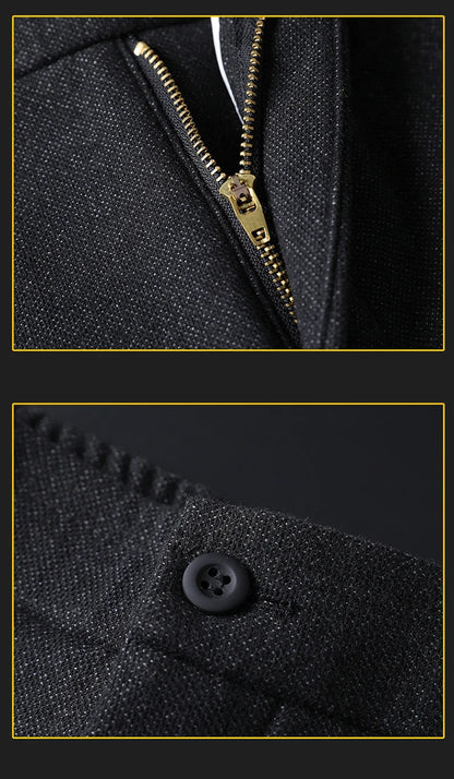 Men's Winter Fleece-Lined Slim Fit Pants – Thick Warm Straight-Leg Casual Business Trousers (Sizes 28-38)