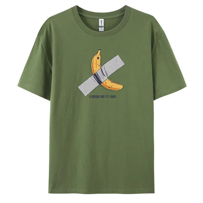 Men's Oversized Casual Banana Print T-Shirt – 100% Cotton Short Sleeve Fashion Tee