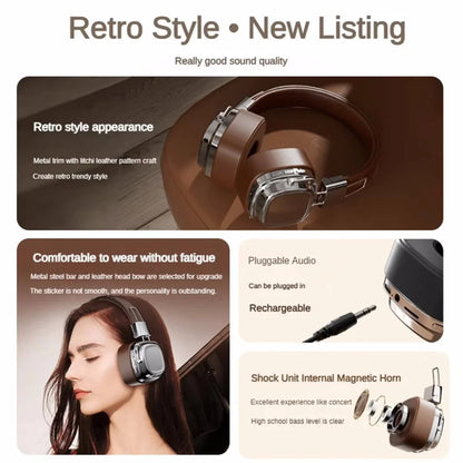 2025 Retro-Style Wireless On-Ear Bluetooth Headphones – Foldable DJ Stereo Headset with Bluetooth 5.3, Ideal for Gaming