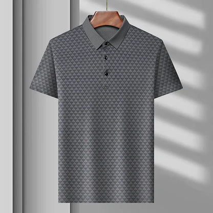 Men’s Breathable Ice Silk Polo Shirt – Seamless Short Sleeve Business Casual Summer Top