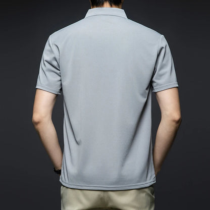 Men's Solid Color Polo Shirt – Summer Short Sleeve, Breathable & Comfortable Casual Top
