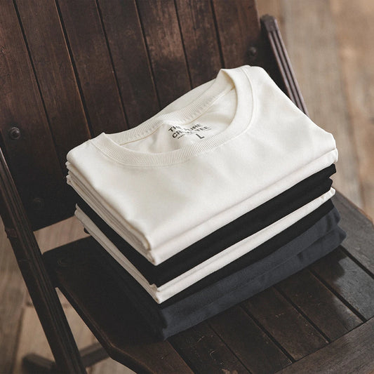 Classic Men’s Summer T-Shirt – 1 or 2 Pack Solid Cotton Short Sleeve Round Neck Tees in Black and Beige, Heavyweight and Versatile