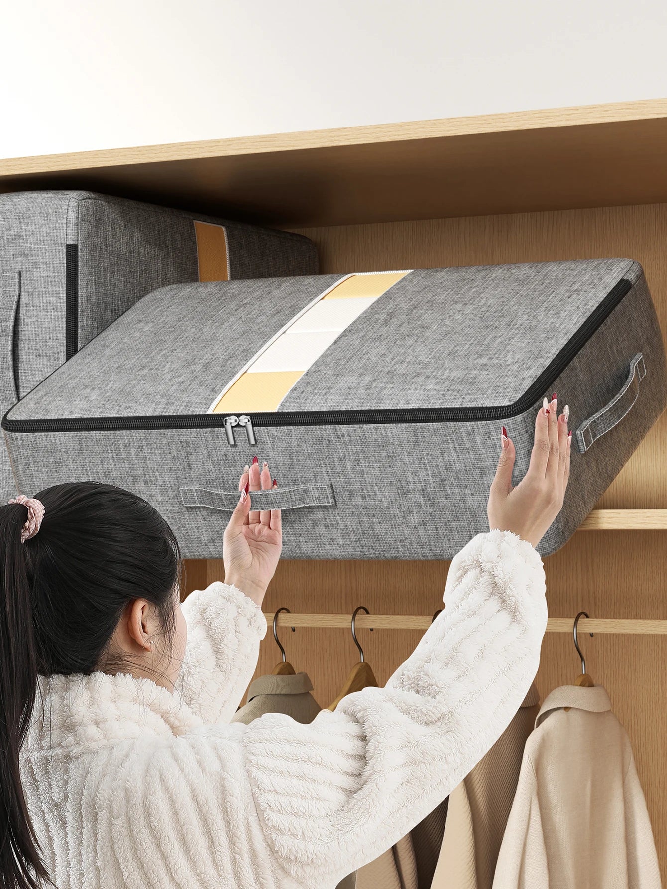 Foldable Underbed Storage Organizer Bag – Large Capacity Clothes, Quilt &amp; Blanket Holder for Closet or Wardrobe Use