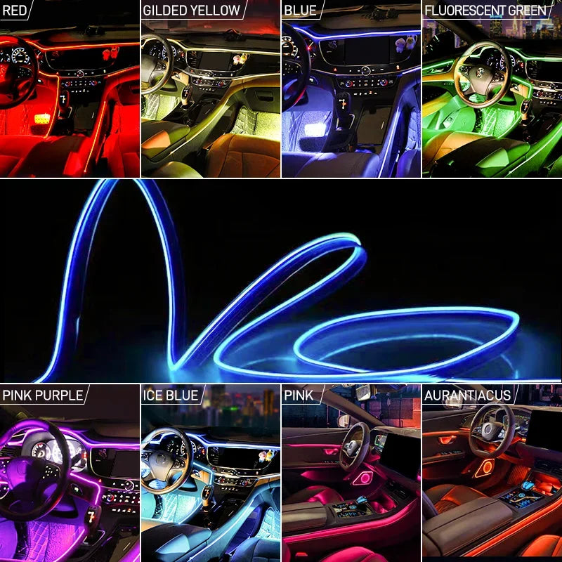 1M/3M/5M Flexible EL Neon Strip Light for Car Interior Decoration USB-Powered Ambient and Party LED Lighting for DIY Auto Styling &nbsp;