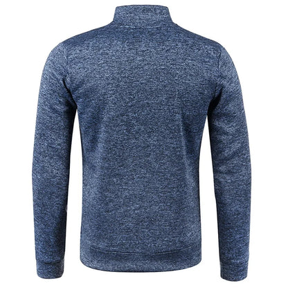Men’s Autumn Zip-Up Jacket with Stand Collar – Casual Fleece Sweatshirt, Long Sleeve Streetwear Coat