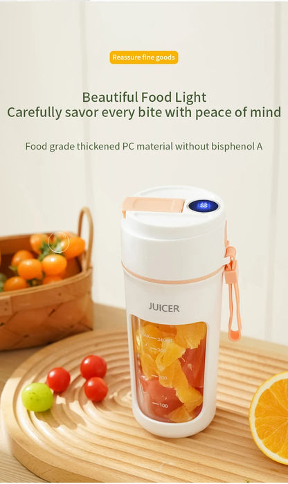 Mini Portable Electric Juicer Blender – Multifunctional Fruit Extractor with 6 Blades and 1200mAh Battery for Smoothies and Mixing
