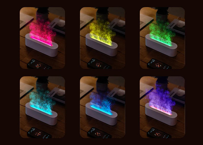 Colorful Flame Effect Aroma Diffuser with Ultrasonic Cool Mist Humidifier and Essential Oil Timer