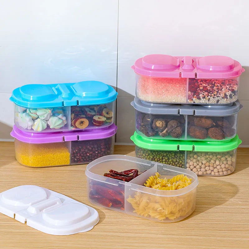 Stackable Dual-Section Food Container – 800ml BPA-Free Airtight Storage Jar for Snacks, Grains &amp; Pantry Organization