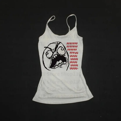 Vintage Y2K Aesthetic Cartoon Print Slim Crop Tank Top for Women – Sleeveless Grunge Camisole Streetwear