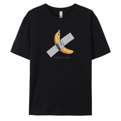 Men's Oversized Casual Banana Print T-Shirt – 100% Cotton Short Sleeve Fashion Tee