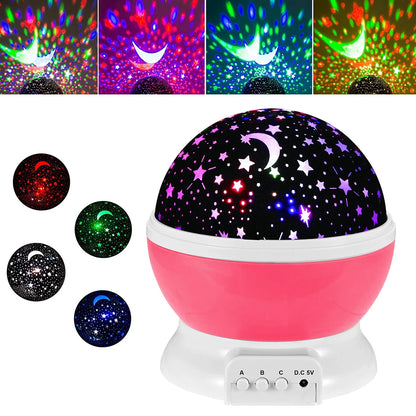 Rotating Starry Sky Night Light Projector – Galaxy Moon Lamp for Baby Nursery, Bedroom Decor &amp; Table Lighting