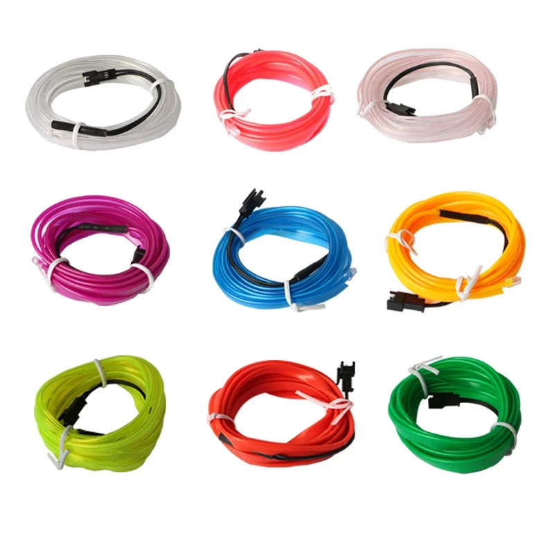 Flexible EL Neon LED Strip Light – USB Powered Car Interior Ambient Lamp (1M/2M/3M/5M)